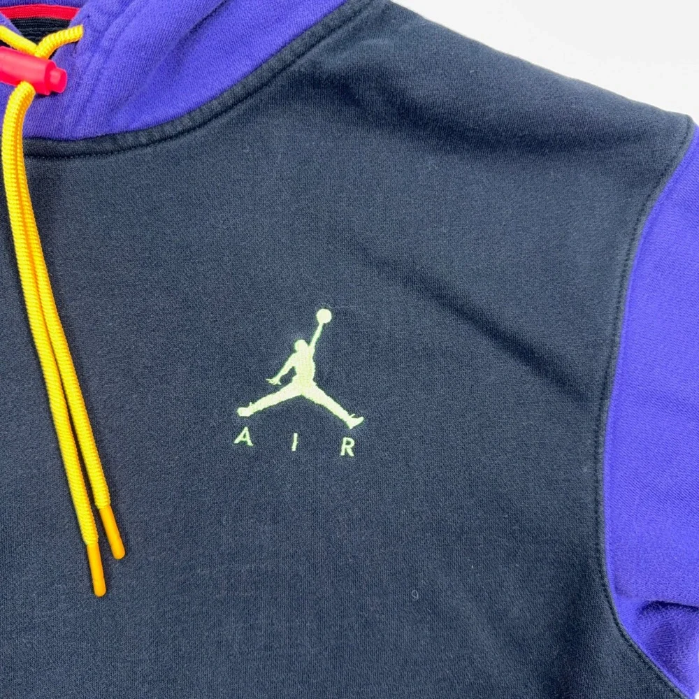 Jordan Hoodie Jumpman Air‎ Colorblock Fleece Size Small Purple Black Neon